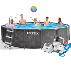 Каркасний басейн Intex 26742 - 11, 457 x 122 см (5 г/год, 6 000 л/год, сходи, тент, підстилка, набір для догляду)