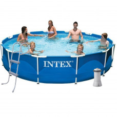Каркасний басейн Intex 28210 - 6, 366 x 76 см (3 785 л/год, підстилка, тент, сходи)