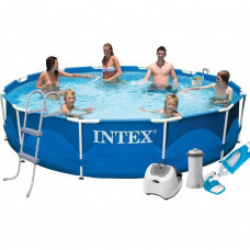 Каркасний басейн Intex 28210 - 7, 366 x 76 см (4 г/год, 3785 л/год, тент, підстилка, сходи, набір для догляду)