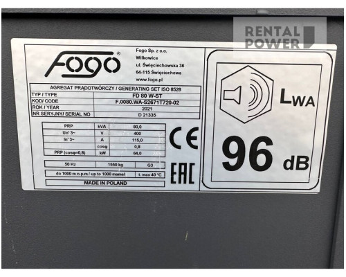 Генератор дизельний Fogo FI 130 ASG