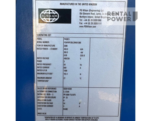 Генератор дизельний FG WILSON P 450  (320кВт)