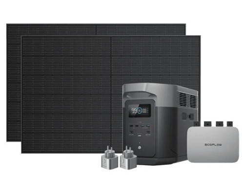 Комплект EcoFlow Delta Max 2000 (2016 Вт·год/2400 Вт) + PowerStream 600W + сонячні панелі 2х400