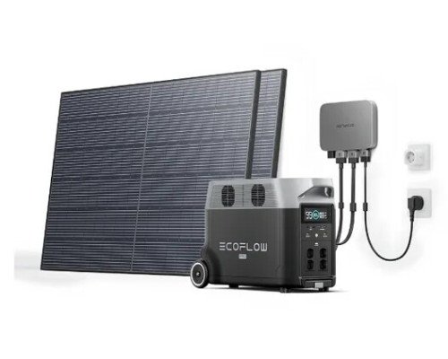 Комплект EcoFlow Delta Pro (3600 Вт·ч/3600 Вт) + PowerStream 600W + сонячні панелі 2х400