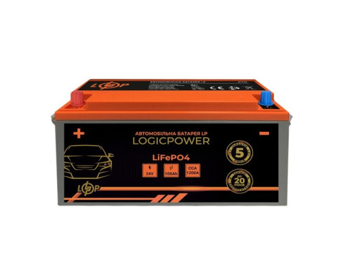 Автомобільний акумулятор Logicpower LiFePO4 BMS 1200 А, 25.6В, 100 Аг (24772)