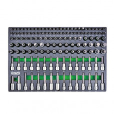 Набор бит впресованных в головку 1/4", 3/8", 1/2" 135ед. (в ложементе, тип D) TOPTUL GED1351