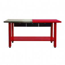 Верстак стальной профессиональный супердлинный с выдвижными ящиками и нижней полкой, половина рабочего стола