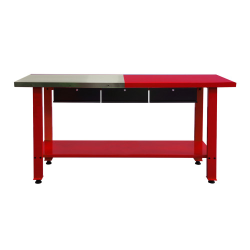 Верстак стальной профессиональный супердлинный с выдвижными ящиками и нижней полкой, половина рабочего стола Верстак стальной профессиональный супердлинный с выдвижными ящиками и нижней полкой, половина рабочего стола