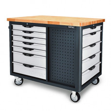 Мобильный верстак-тележка на колесах 12 секций, 3 открытые полки TOPTUL TCDB1203 Мобильный верстак-тележка на колесах 12 секций, 3 открытые полки TOPTUL TCDB1203