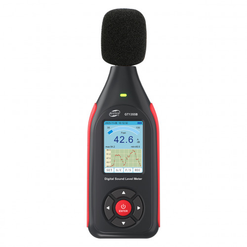Измеритель уровня шума (шумомер) цв дисплей, фильтр А/С, USB BENETECH GT1355B Измеритель уровня шума (шумомер) цв дисплей, фильтр А/С, USB BENETECH GT1355B